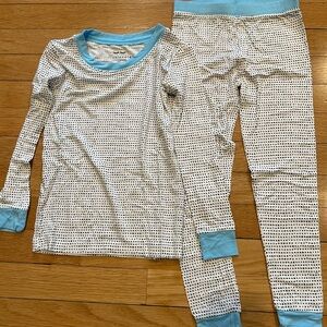 Little Sleepies Polka Dots Blue Trim Two-Piece Bamboo Pajama Set NWOT 5/6